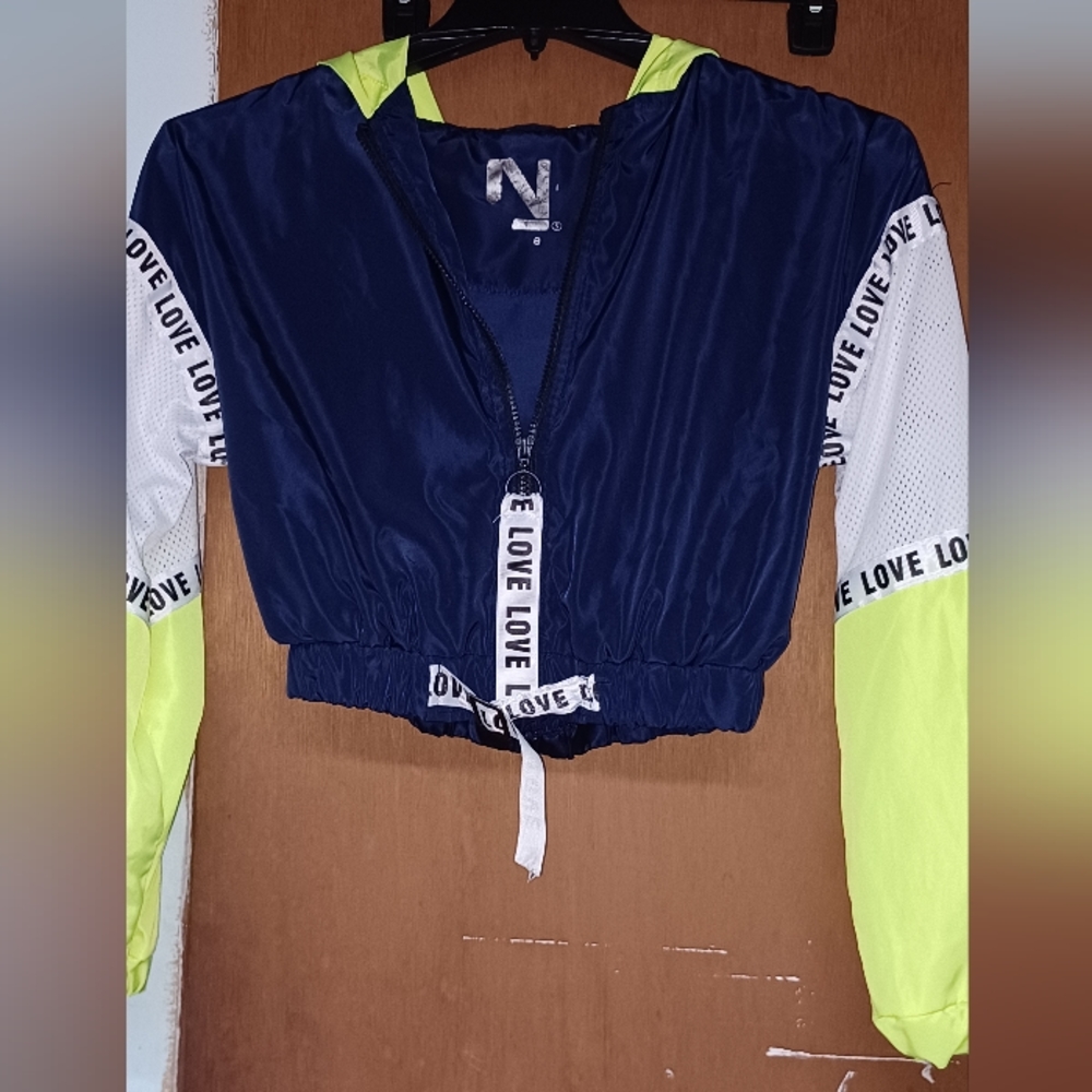 Women's New Love cropped neon color block jacket